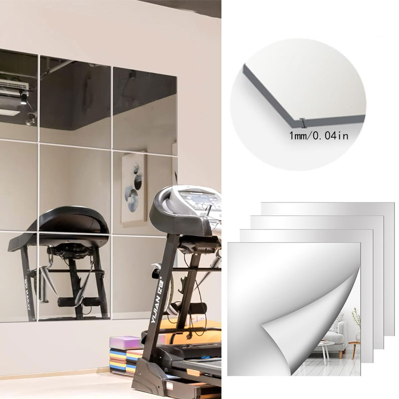 Home Gym Reviews - 8/16pcs1mm folhas de espelho autoadesivo flexível